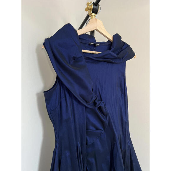 Samuel Dong Women's Navy Ruffle Front Twirl Style Dress, Medium - Picture 2 of 8